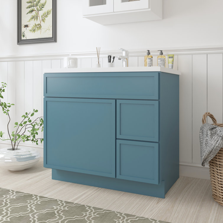 36" Sea Green Birch Plywood Freestanding Single Storage Cabinet