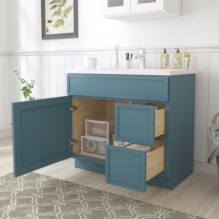 36" Sea Green Birch Plywood Freestanding Single Storage Cabinet