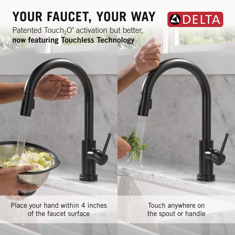 Matte Black Touchless Kitchen Faucet with Pull-out Spray