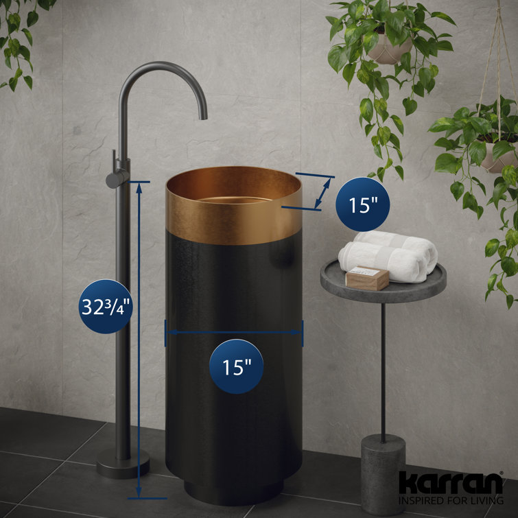 Cinox 15'' Copper and Gray Stainless Steel Pedestal Sink
