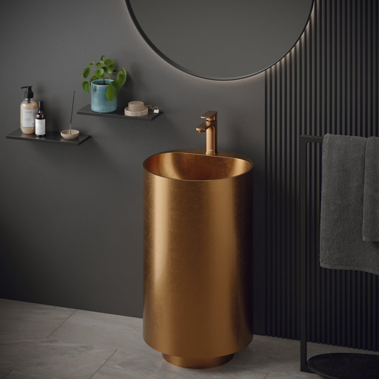 Karran Brushed Copper 16.5'' Stainless Steel Pedestal Sink