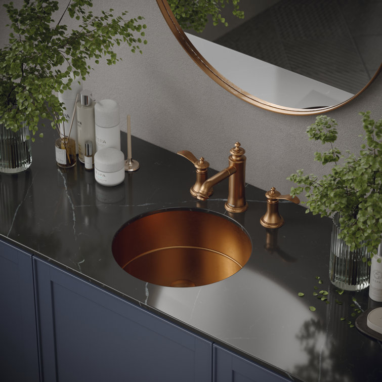 Brushed Copper Circular Undermount Bathroom Sink