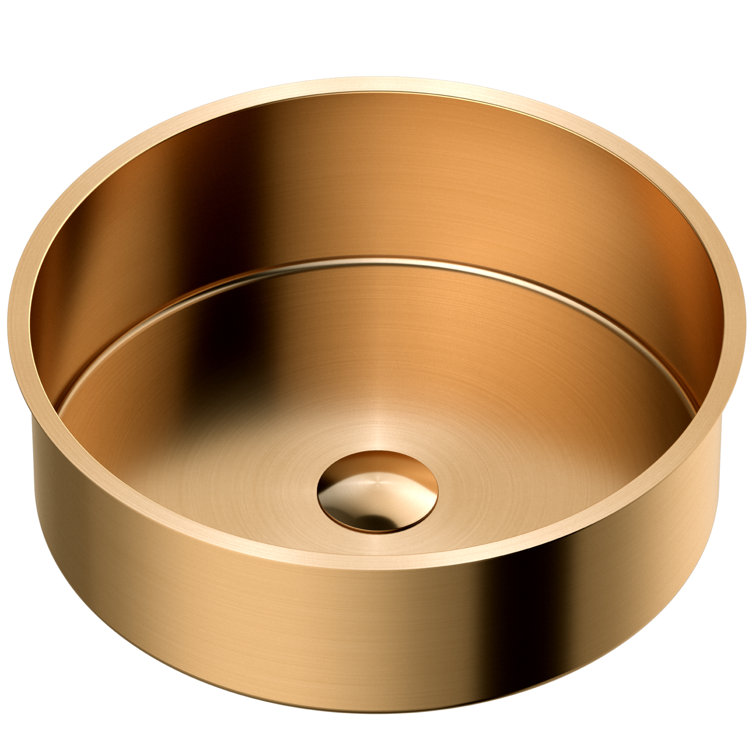 Brushed Copper Circular Undermount Bathroom Sink