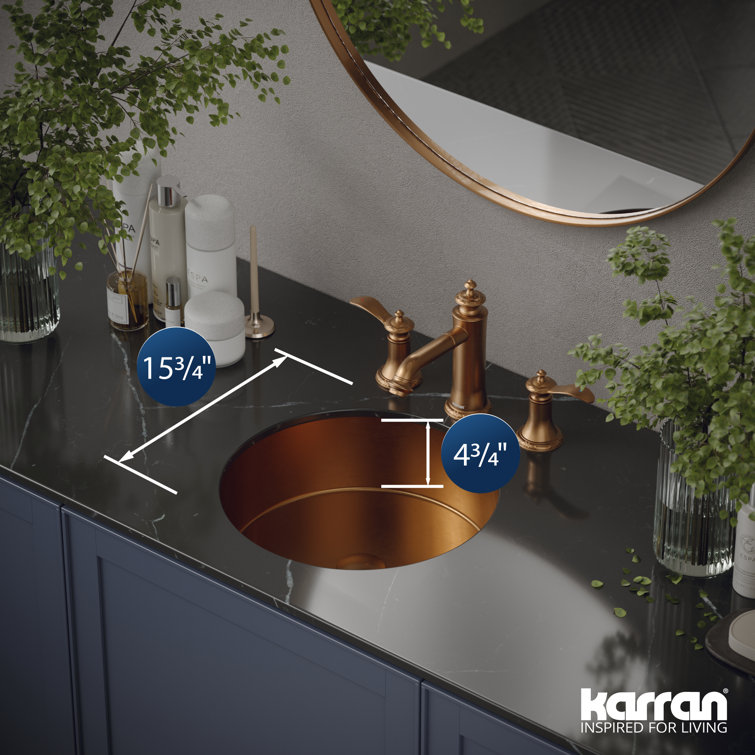 Brushed Copper Circular Undermount Bathroom Sink