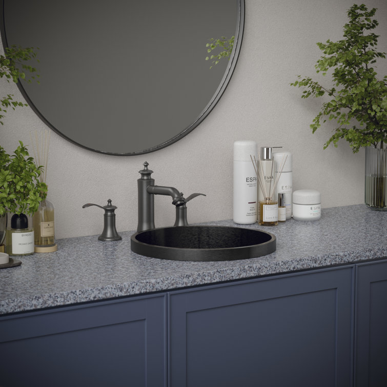 Gunmetal Grey 15'' Stainless Steel Circular Bathroom Sink