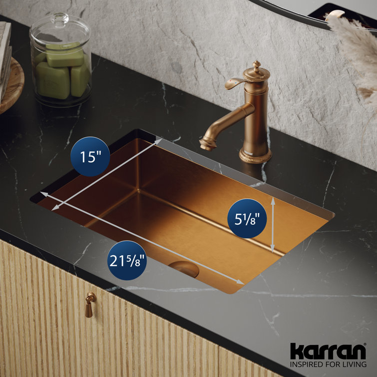 21.63-Inch Brushed Copper Stainless Steel Undermount Bathroom Sink