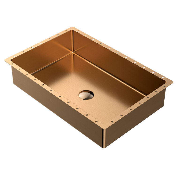 21.63-Inch Brushed Copper Stainless Steel Undermount Bathroom Sink