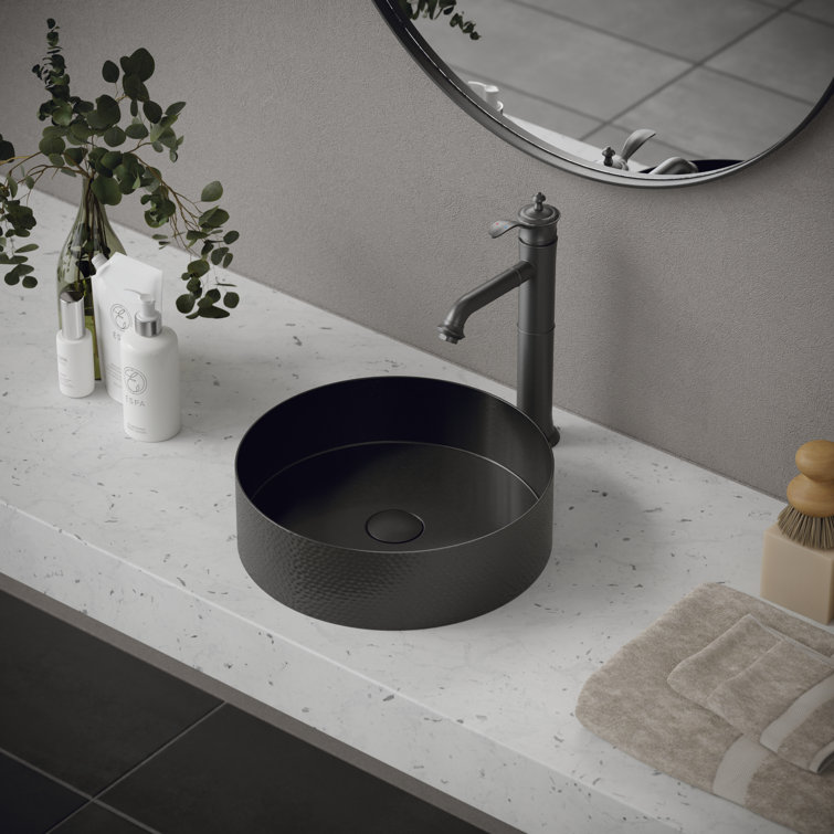 Gunmetal Gray Stainless Steel Round Vessel Sink