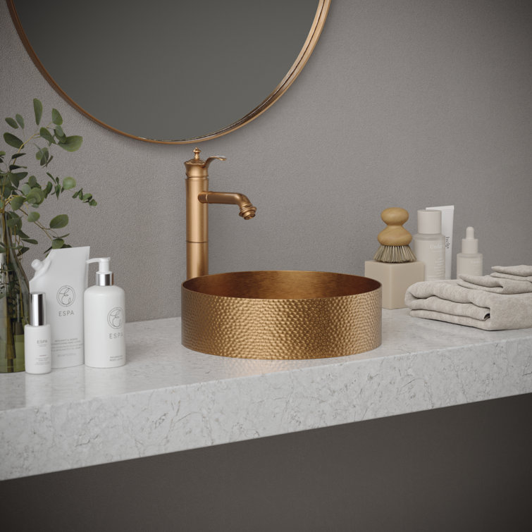 Brushed Copper 15'' Round Stainless Steel Vessel Sink