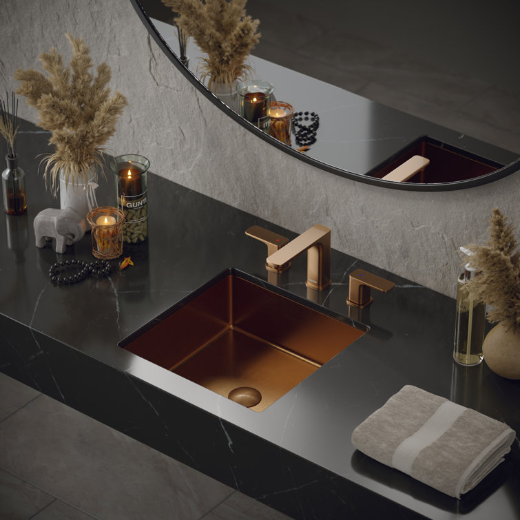 15.75" Brushed Copper Stainless Steel Undermount Square Sink