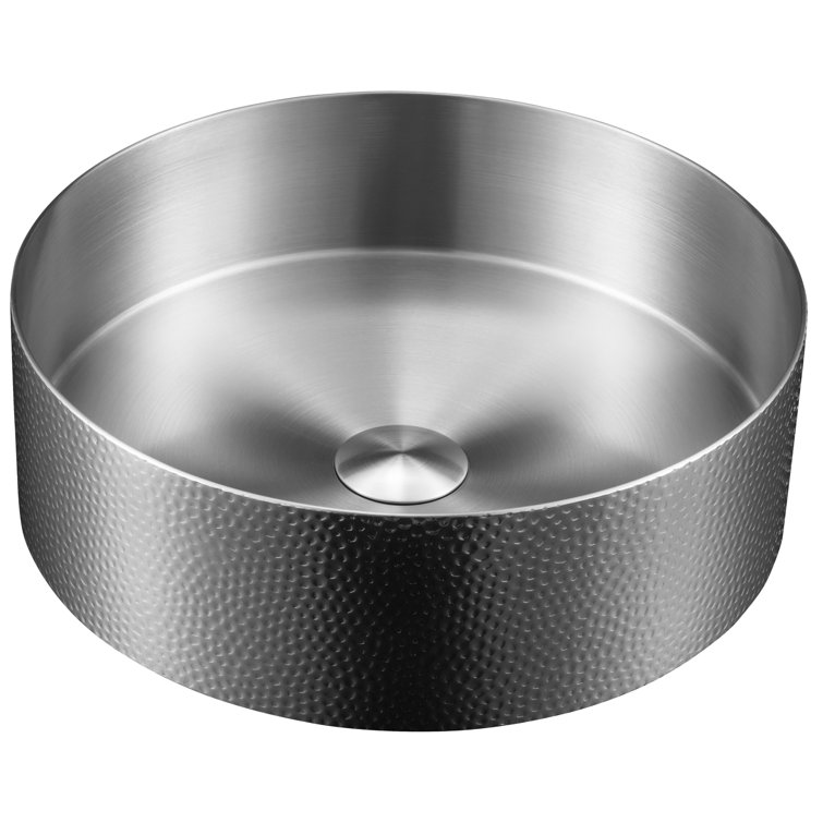 15-Inch Round Stainless Steel Vessel Bathroom Sink
