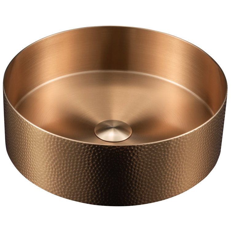 Brushed Copper 15'' Round Stainless Steel Vessel Sink