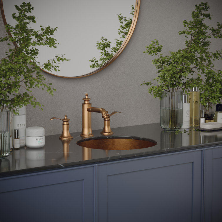 Brushed Copper Circular Undermount Bathroom Sink