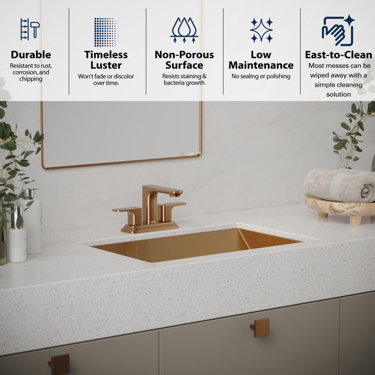 Karran 23.63'' Brushed Copper Stainless Steel Rectangular Undermount Sink