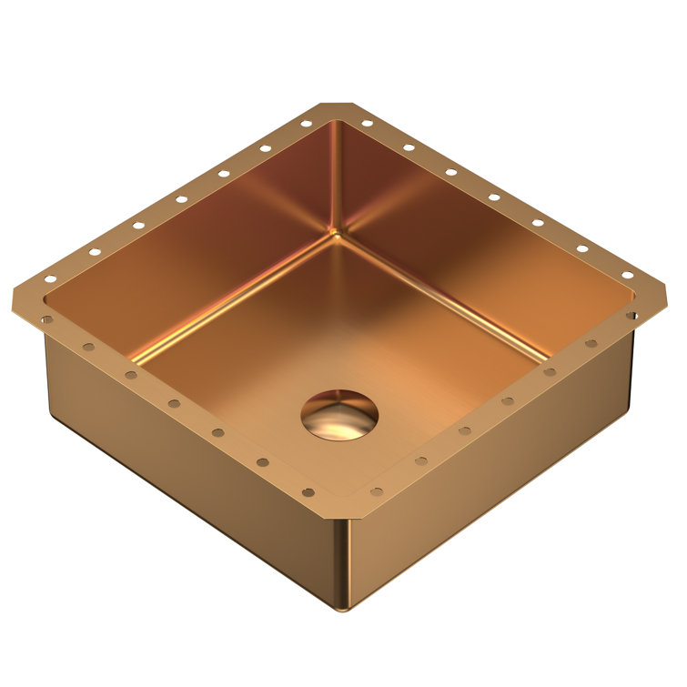 15.75" Brushed Copper Stainless Steel Undermount Square Sink