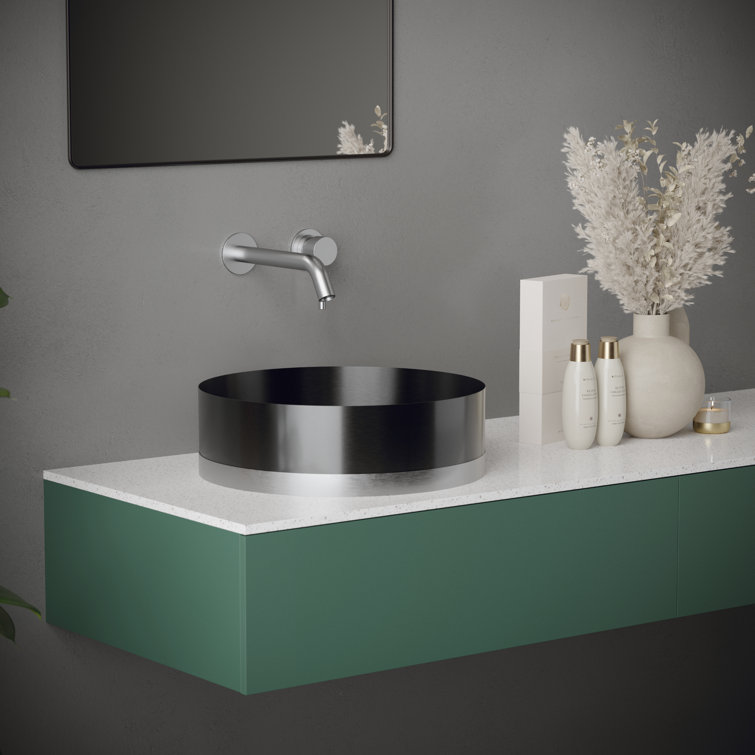 Cinox 15.75'' Stainless Steel and Gray Circular Bathroom Sink