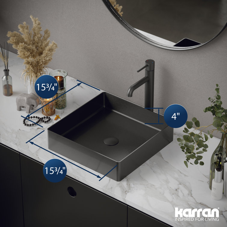 Gunmetal Grey Stainless Steel Square Vessel Bathroom Sink