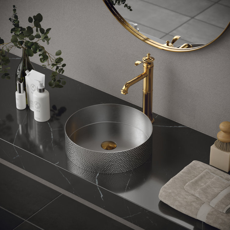 15-Inch Round Stainless Steel Vessel Bathroom Sink