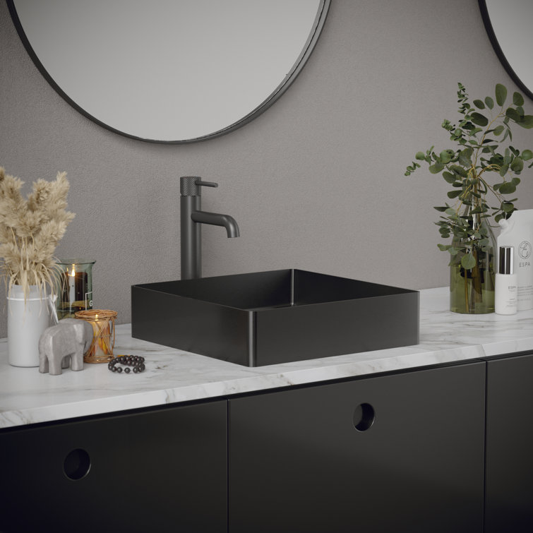 Gunmetal Grey Stainless Steel Square Vessel Bathroom Sink