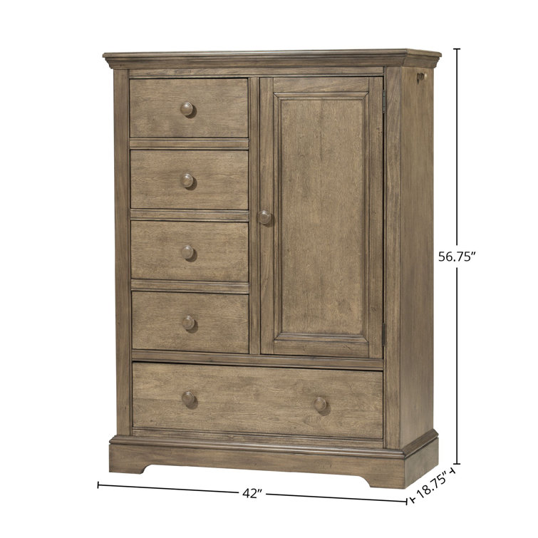 Cashew Solid Hardwood Transitional Chifferobe with Multi-use Storage