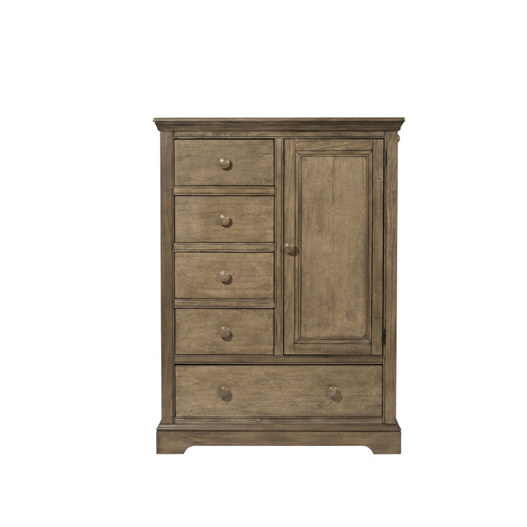 Cashew Solid Hardwood Transitional Chifferobe with Multi-use Storage
