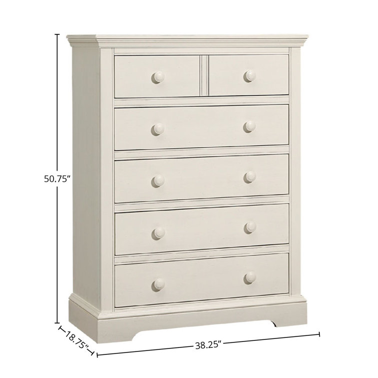 Chalk White Solid Wood 5-Drawer Dresser