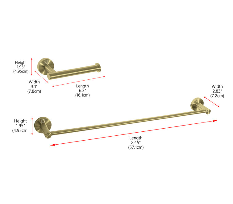 Brushed Gold Stainless Steel 2-Piece Bathroom Hardware Set