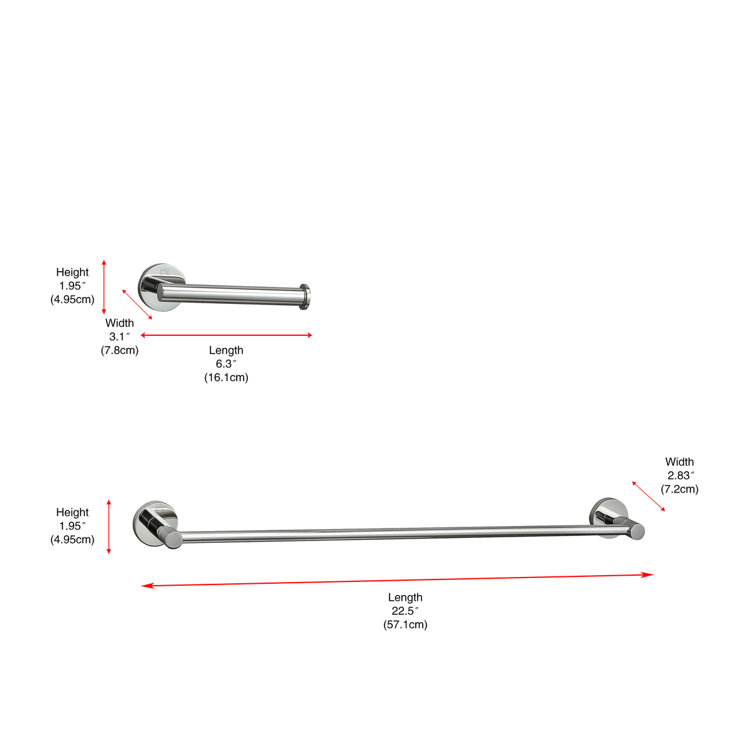 Chrome Modern Bathroom Hardware Set with Towel Bar