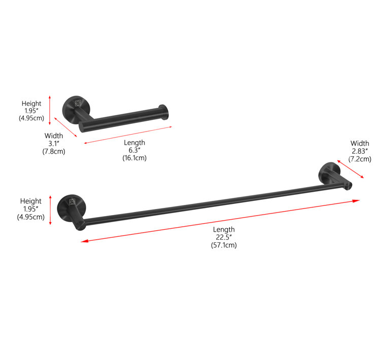 Matte Black Stainless Steel Bathroom Hardware Set