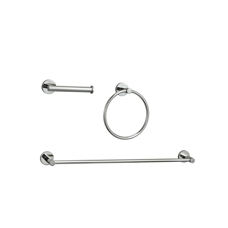 Chrome 3-Piece Stainless Steel Bathroom Hardware Set