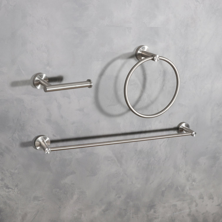 Alma Brushed Nickel 3-Piece Stainless Steel Bathroom Hardware Set