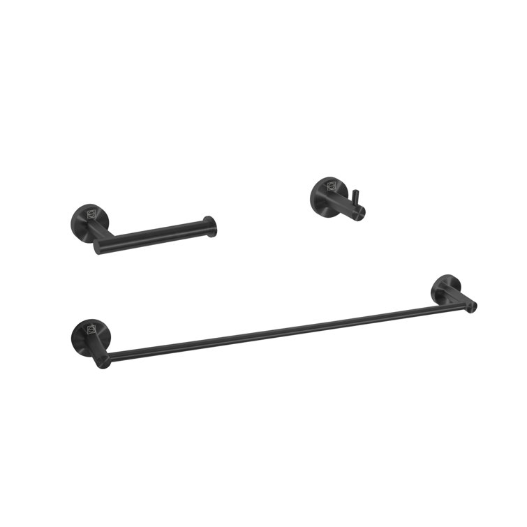 Matte Black Stainless Steel 3-Piece Bathroom Hardware Set