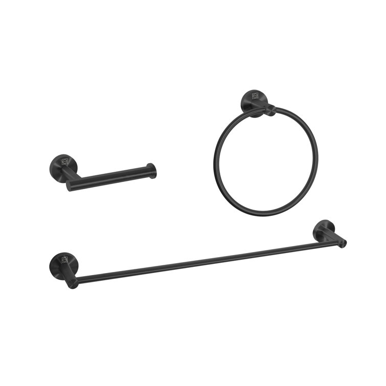 Matte Black Stainless Steel 3-Piece Bathroom Hardware Set