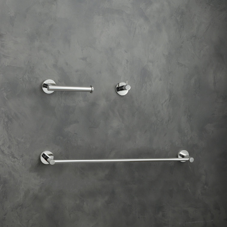 Freya Chrome 3-Piece Stainless Steel Bathroom Hardware Set