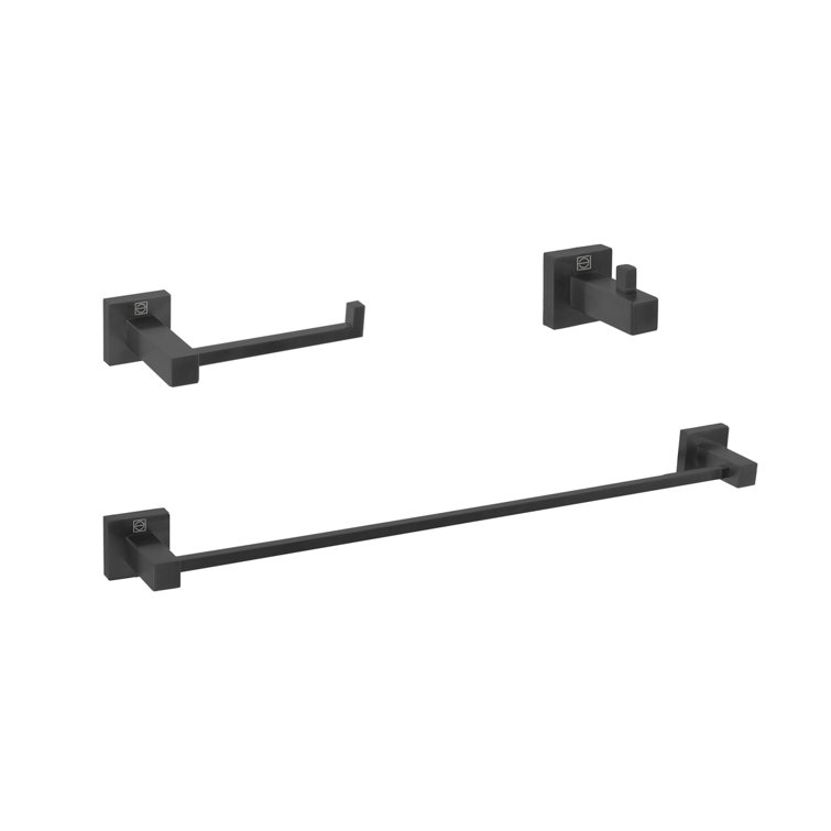 Matte Black Stainless Steel 3-Piece Bathroom Hardware Set