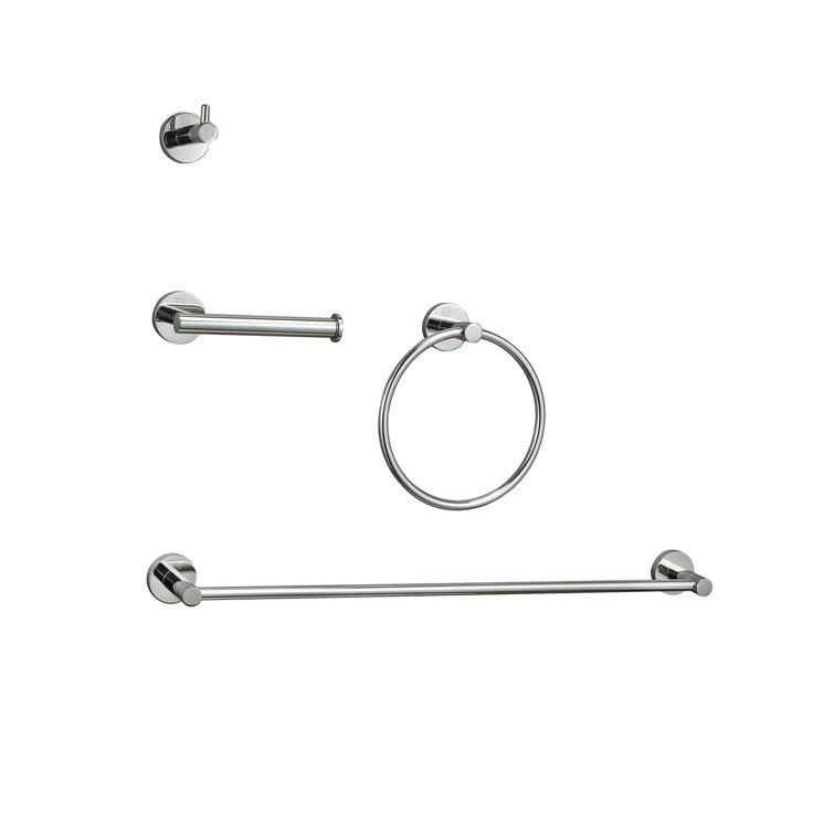 Freya 4-Piece Chrome Stainless Steel Bathroom Hardware Set