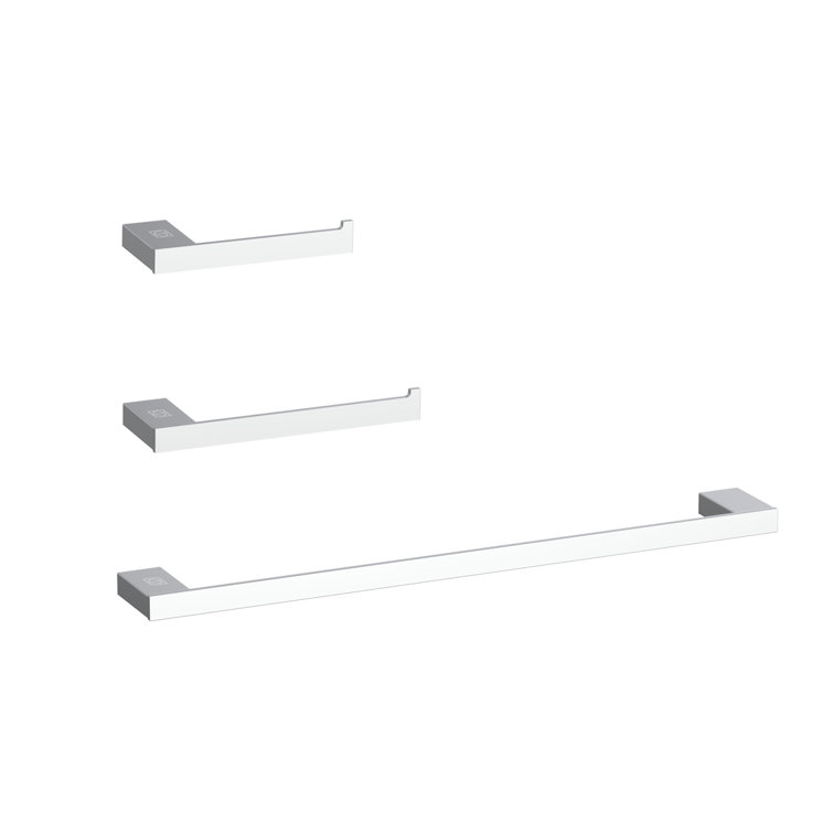 Sofia Chrome 3-Piece Bathroom Hardware Set with Towel Bar