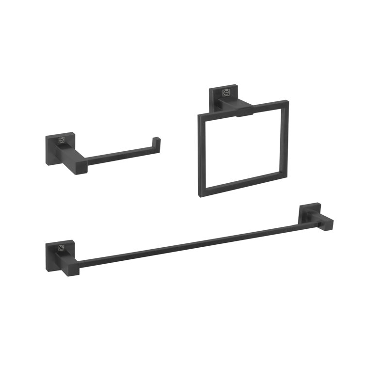 Matte Black Stainless Steel 3-Piece Bathroom Hardware Set
