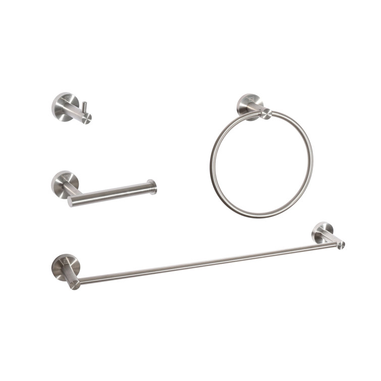 Freya Brushed Nickel 4-Piece Stainless Steel Bathroom Hardware Set