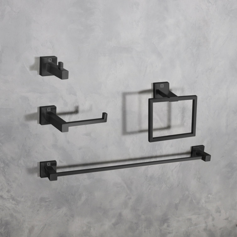 Isla Matte Black Stainless Steel 4-Piece Bathroom Hardware Set