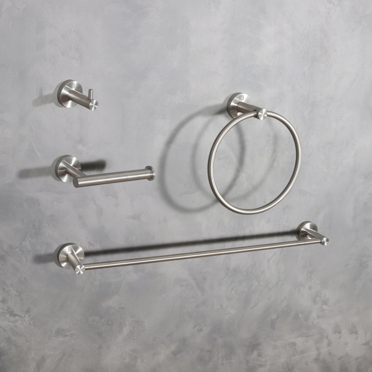 Freya Brushed Nickel 4-Piece Stainless Steel Bathroom Hardware Set