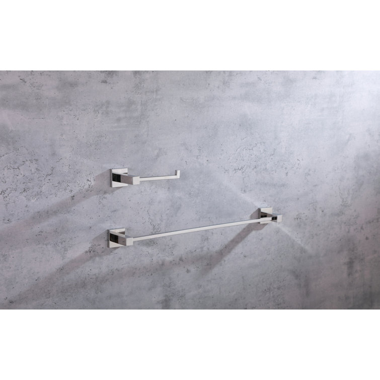 Isla Chrome 2-Piece Bathroom Hardware Set with Towel Bar and Toilet Paper Holder