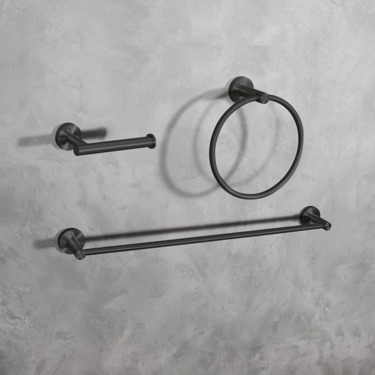 Matte Black Stainless Steel 3-Piece Bathroom Hardware Set