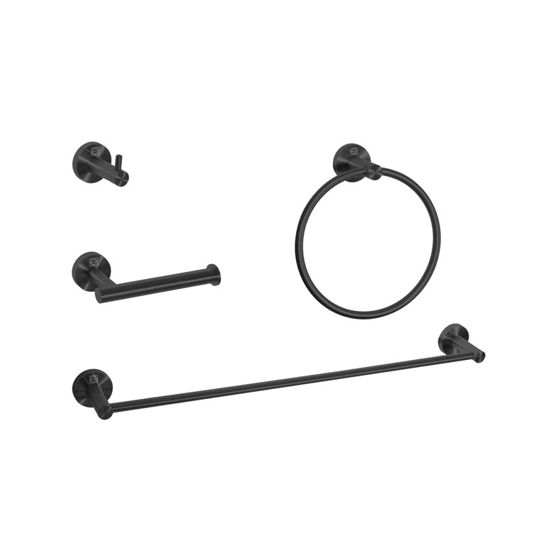 Freya Matte Black Stainless Steel 4-Piece Bathroom Hardware Set