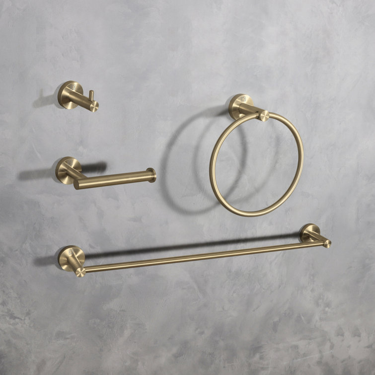 Freya Brushed Gold 4-Piece Stainless Steel Bathroom Hardware Set