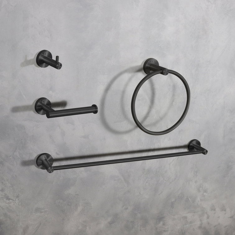 Freya Matte Black Stainless Steel 4-Piece Bathroom Hardware Set
