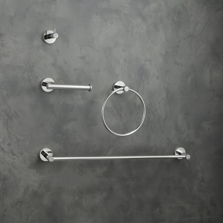 Freya 4-Piece Chrome Stainless Steel Bathroom Hardware Set