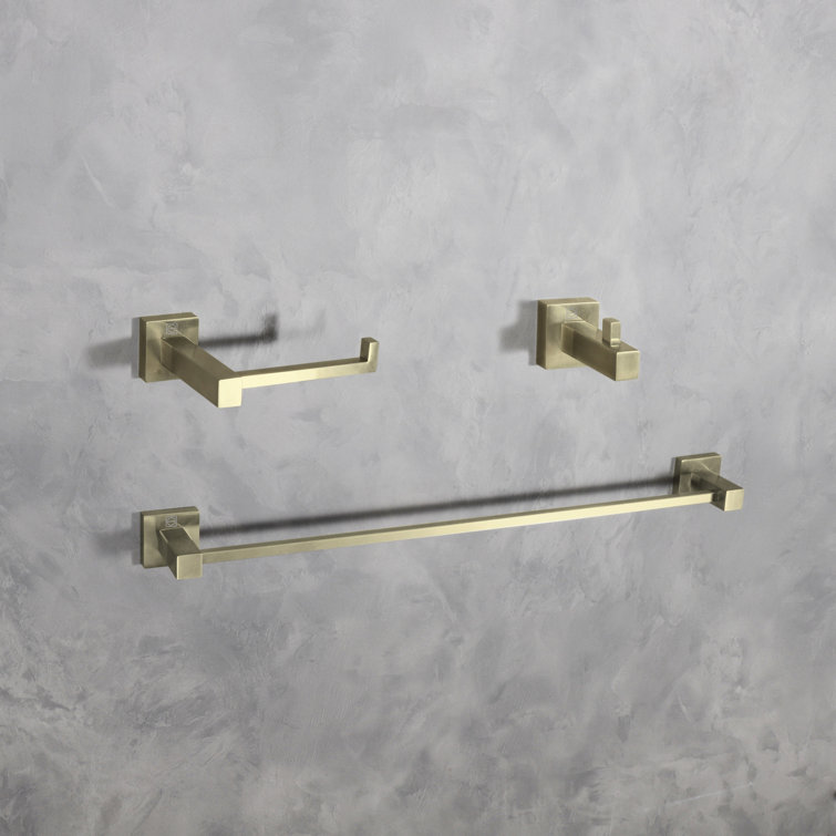 Brushed Gold Stainless Steel 3-Piece Bathroom Hardware Set