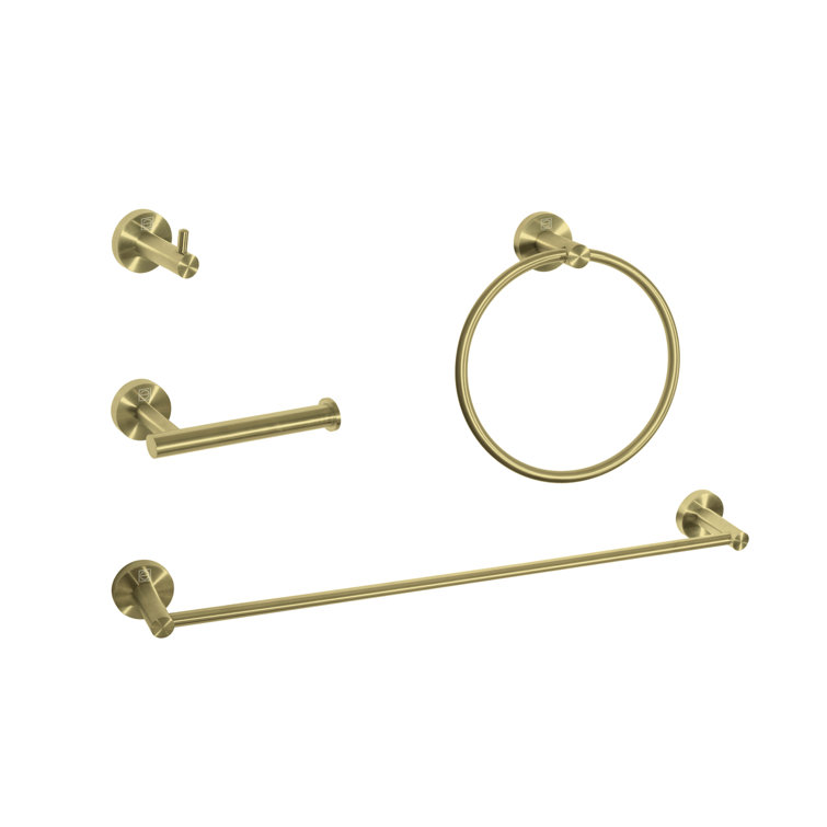 Freya Brushed Gold 4-Piece Stainless Steel Bathroom Hardware Set