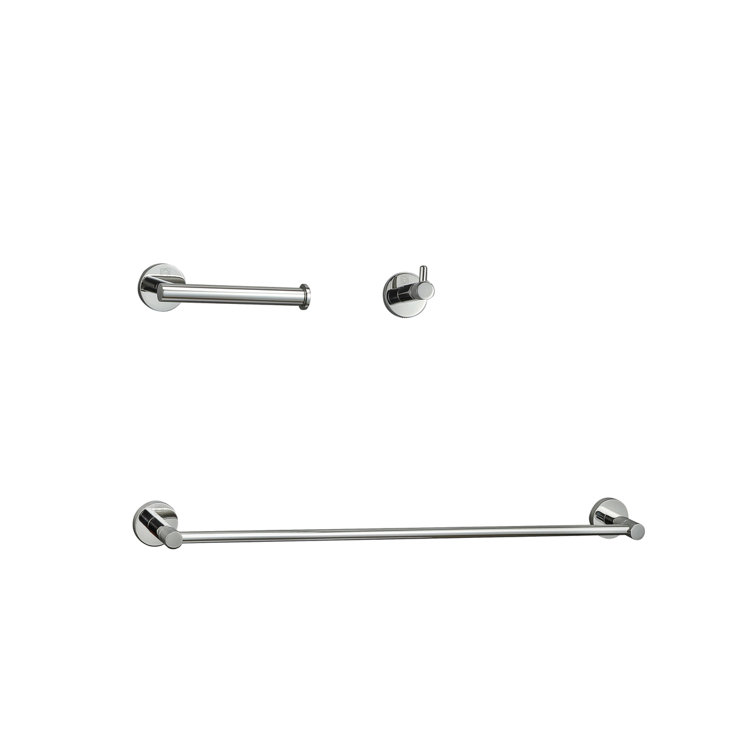 Freya Chrome 3-Piece Stainless Steel Bathroom Hardware Set